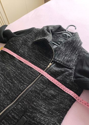 Siyah Gri Fermuarlı Kadın Kabanı - Görsel 8