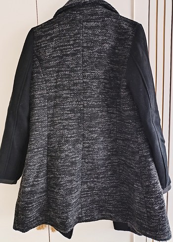 Siyah Gri Fermuarlı Kadın Kabanı - Görsel 4