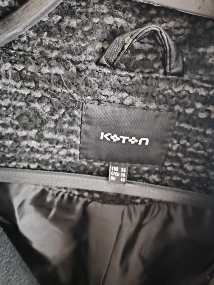 Siyah Gri Fermuarlı Kadın Kabanı - Görsel 5