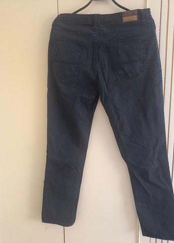 32 Beden lacivert Renk Lacivert Düğmeli Regular Fit İnce Kanvas Pantolon