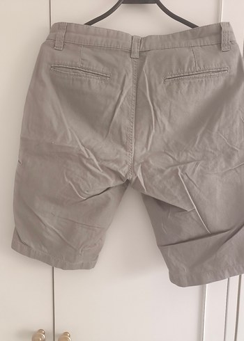 30 Beden Bej Keten Regular Fit Erkek Mini Şort