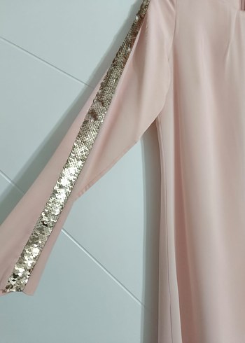 Pembe Uzun Kollu Drapeli Kadın  Tesettür Tunik - Görsel 3