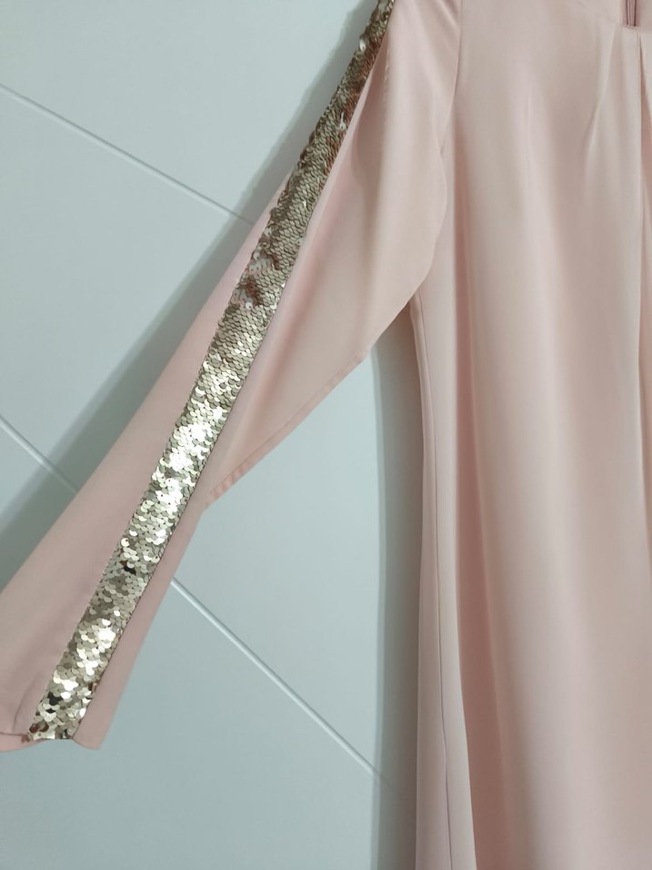 Pembe Uzun Kollu Drapeli Kadın  Tesettür Tunik - Görsel 3