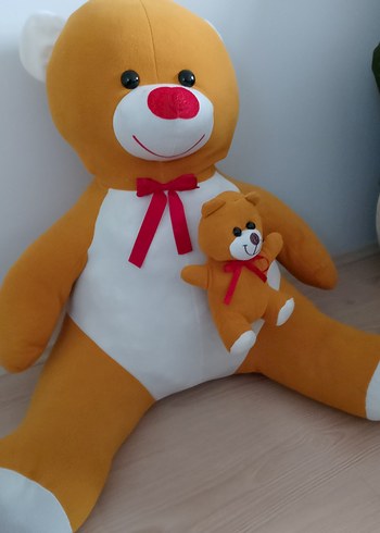 Renkli Kahverengi Peluş Ayı Oyuncak kocaman yavrulu ayı 80 cmboy