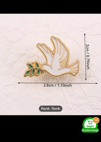 Bej İşlemeli Güvercin Broş - Görsel 2