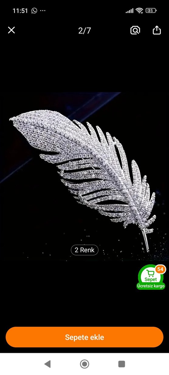 Gri Minimalist Gotik Broş tüy detaylı - Görsel 2