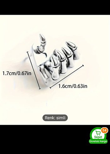 Gri iskelet el Detaylı Mini Punk Küpe - Görsel 3