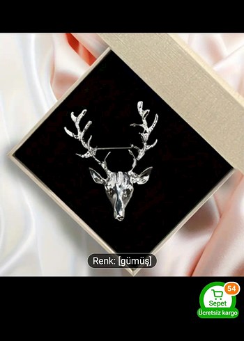 Gümüş Renk Parlak Geyik Broş - Görsel 5