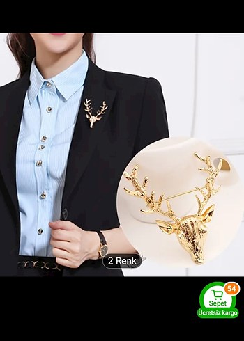 Gümüş Renk Parlak Geyik Broş - Görsel 4