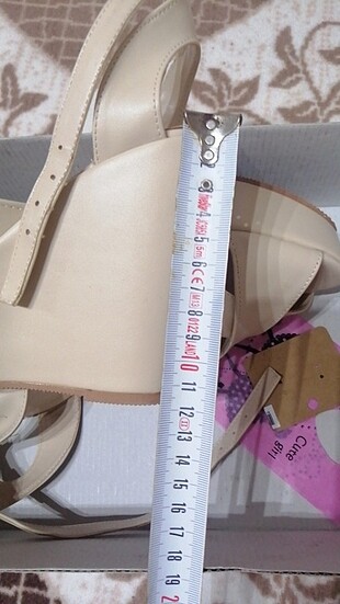 Platform topuklu sandalet ayakkabı bej - Görsel 5