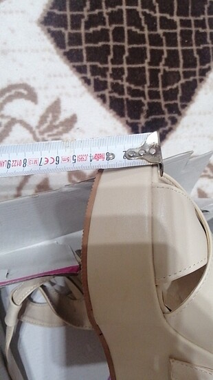 Platform topuklu sandalet ayakkabı bej - Görsel 6