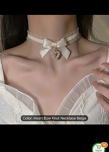 choker boyun kolyesi kalpli fiyonklu