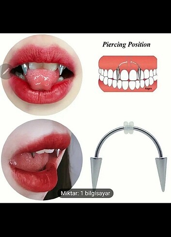 punk tarzı vampir diş piercing - Görsel 2