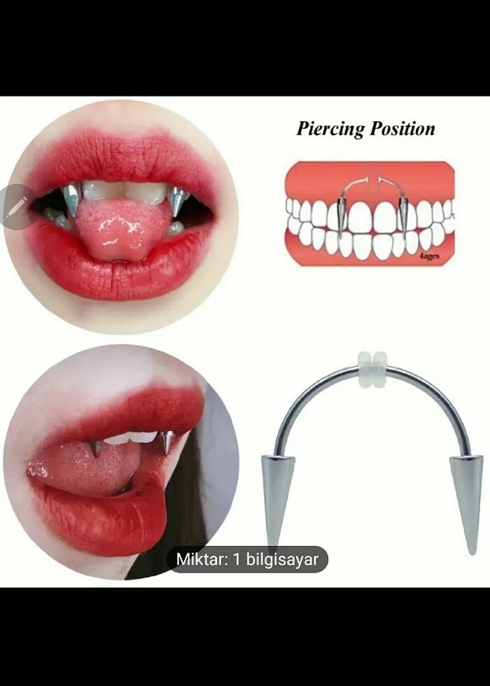 punk tarzı vampir diş piercing - Görsel 2