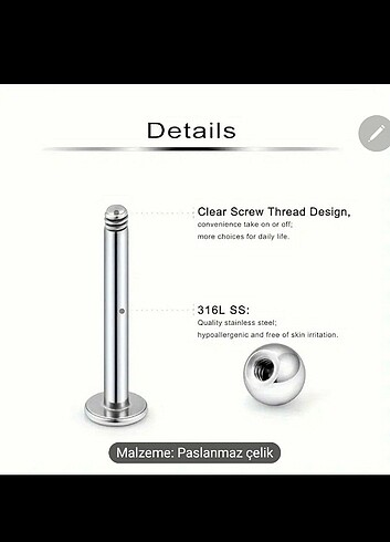 Piercing dudak halkası burun kıkırdak küpe - Görsel 5