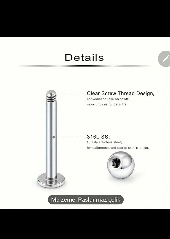 Piercing dudak halkası burun kıkırdak küpe - Görsel 5