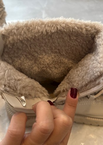 38 Beden camel Renk Bej Kürklü Kadın Dolgu Topuk Bot