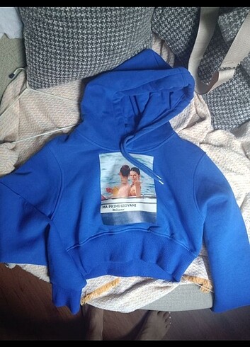 xs Beden mavi Renk crop sweatshirt 
