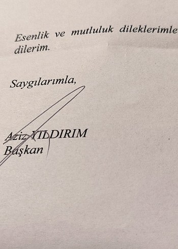 aziz yıldırım ıslak imzalı Fenerbahçe mektup - Görsel 3