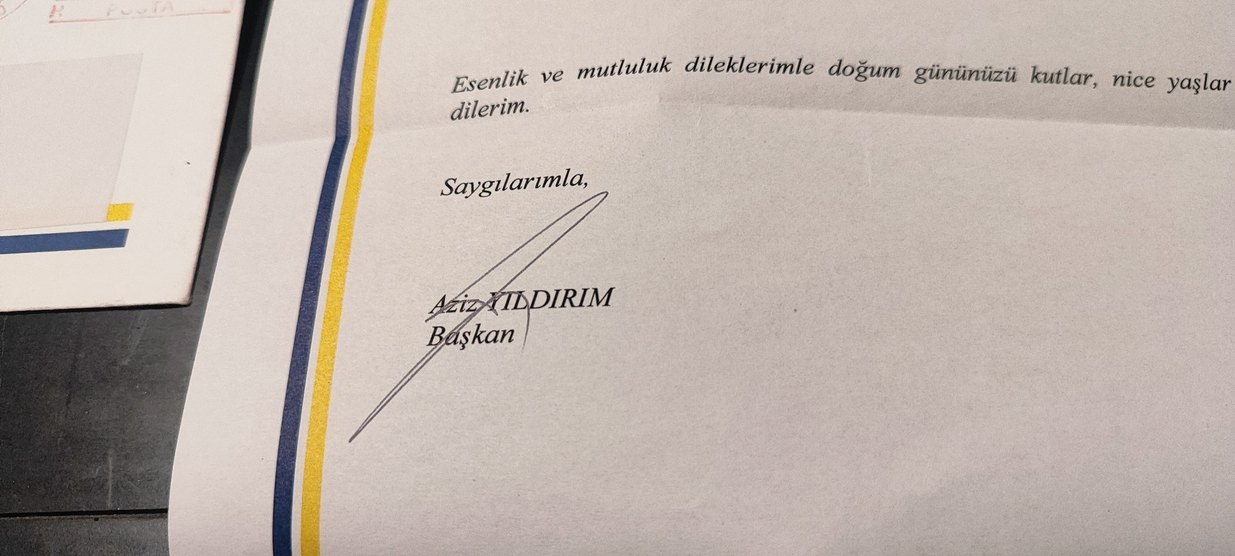 aziz yıldırım ıslak imzalı Fenerbahçe mektup - Görsel 3