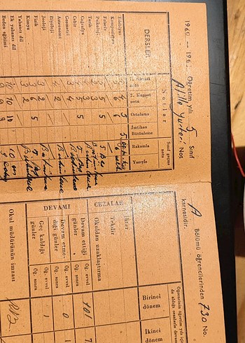 Balıkesir Lise Çalışma Karnesi 1961 - Görsel 3