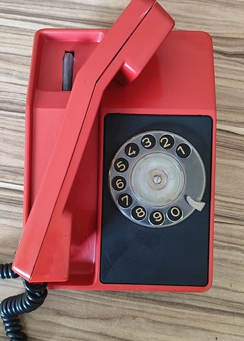 Kırmızı Klasik Döner Telefon Sovyetler dönem ... - Görsel 6