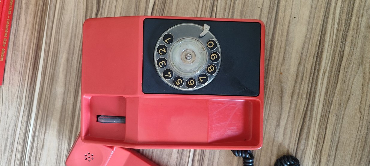 Kırmızı Klasik Döner Telefon Sovyetler dönem ... - Görsel 5
