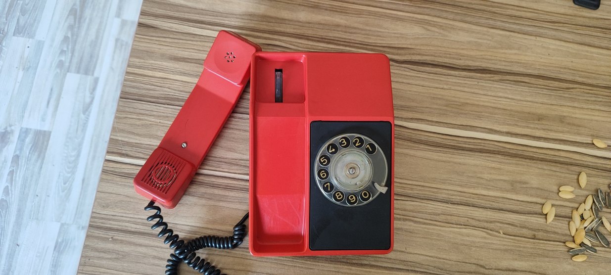 Kırmızı Klasik Döner Telefon Sovyetler dönem ... - Görsel 4