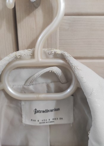 Beyaz Mini Deri Ceket - Görsel 3