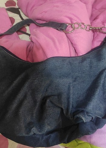 Boncuk İşlemeli Çok Renkli Denim Bohem Çanta - Görsel 2