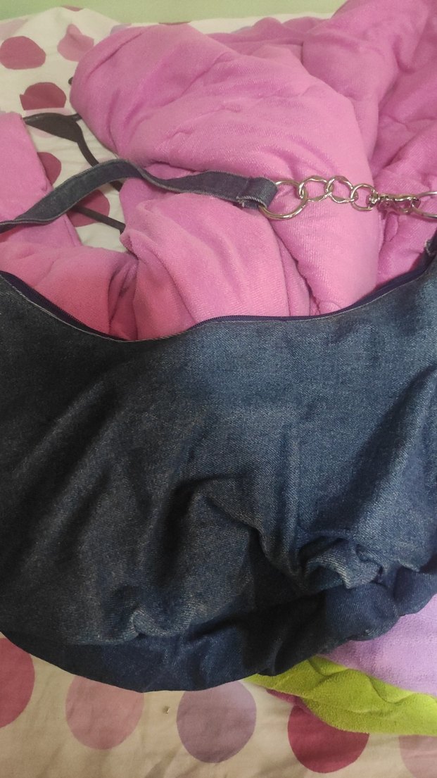 Boncuk İşlemeli Çok Renkli Denim Bohem Çanta - Görsel 2