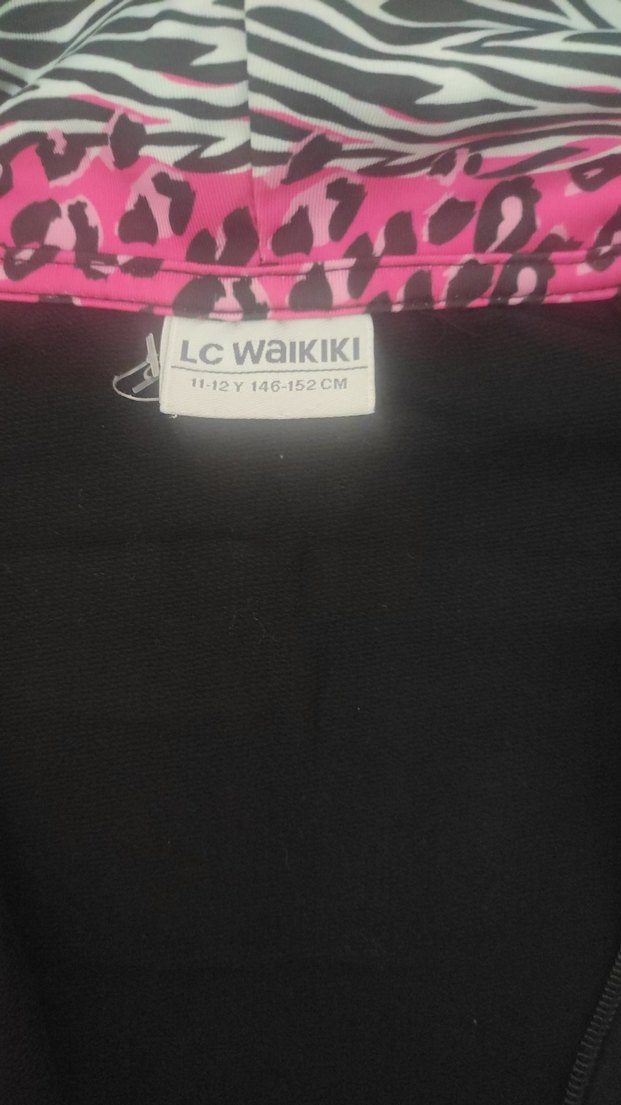 Renkli Desenli Kapüşonlu Kız Çocuk Ceketi - Görsel 3