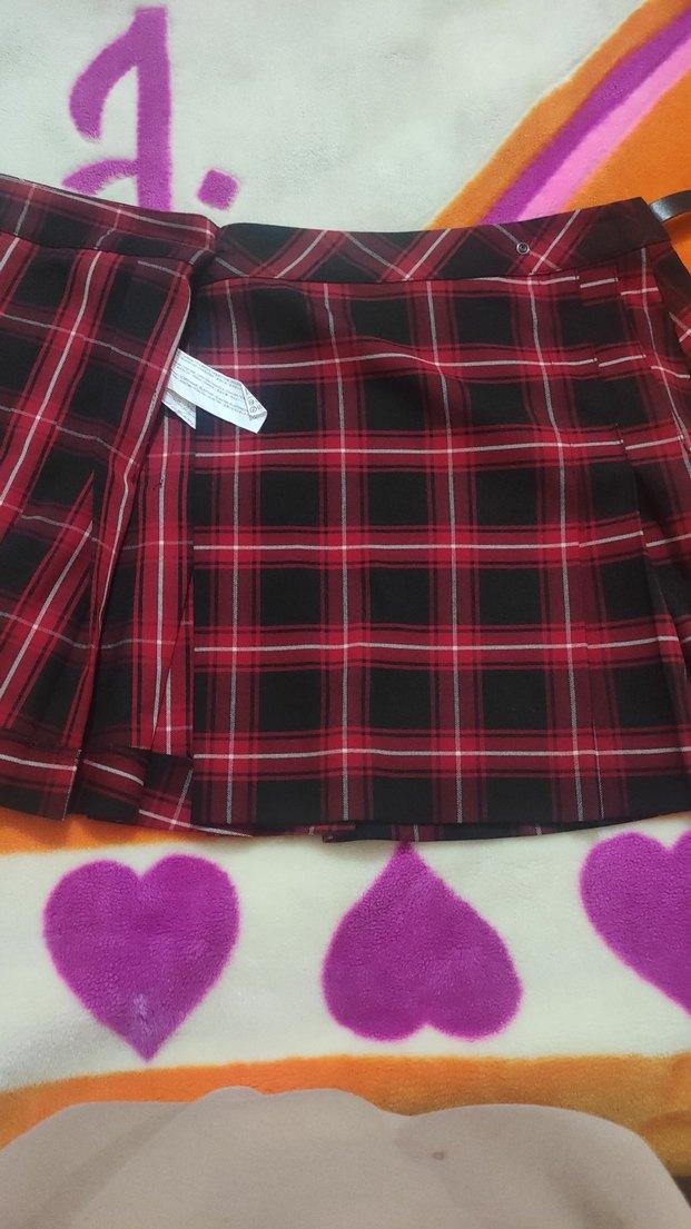 Kırmızı Ekose Pileli Mini Etek - Görsel 2