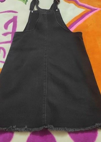 Kız Çocuk Siyah Renkli Baskılı Askılı Elbise - Görsel 2