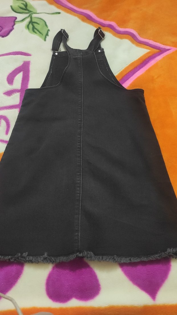 Kız Çocuk Siyah Renkli Baskılı Askılı Elbise - Görsel 2