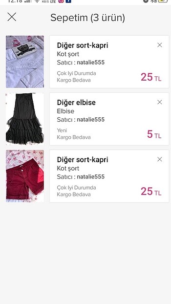 Üç ürün 50 TL