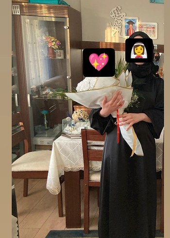 Uzun Kollu Siyah düz saten söz nişan elbisesi - Görsel 2