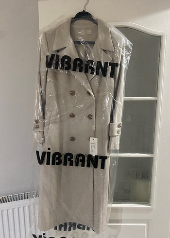 Bej Desenli Kadın Uzun Trençkot - Görsel 3