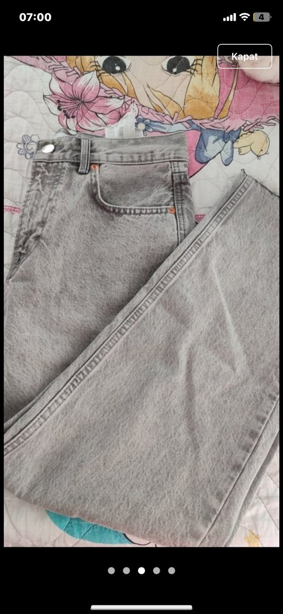 Gri midi boy Kadın Kot Pantolon - Görsel 2