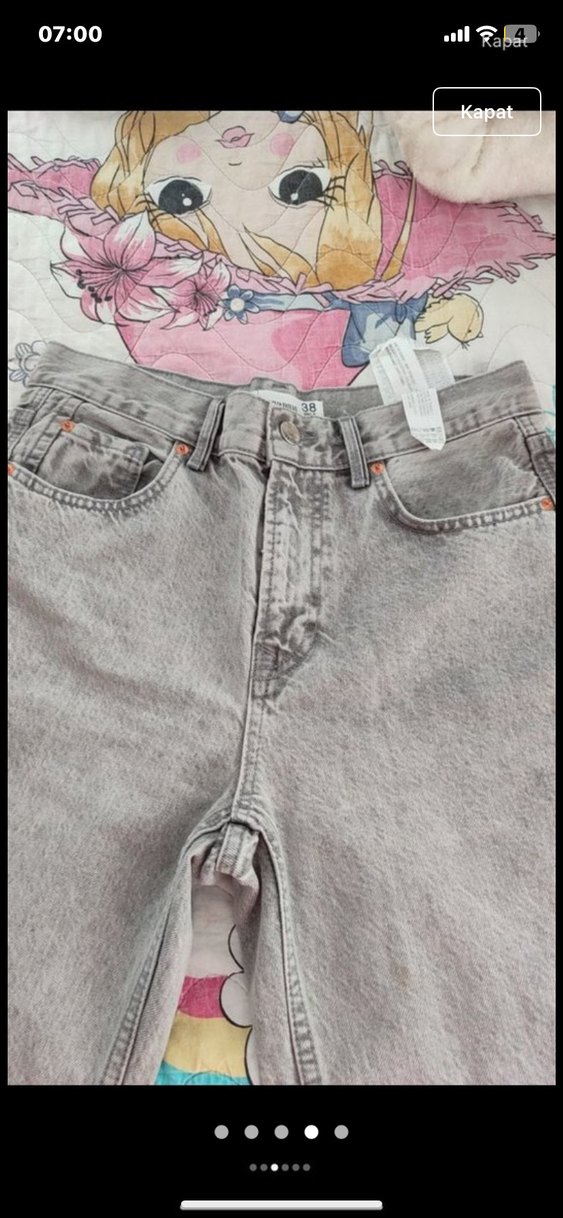 Gri midi boy Kadın Kot Pantolon - Görsel 3