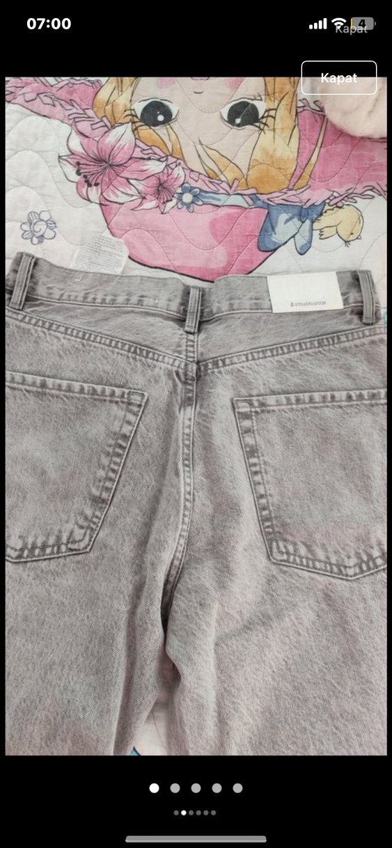 Gri midi boy Kadın Kot Pantolon - Görsel 4