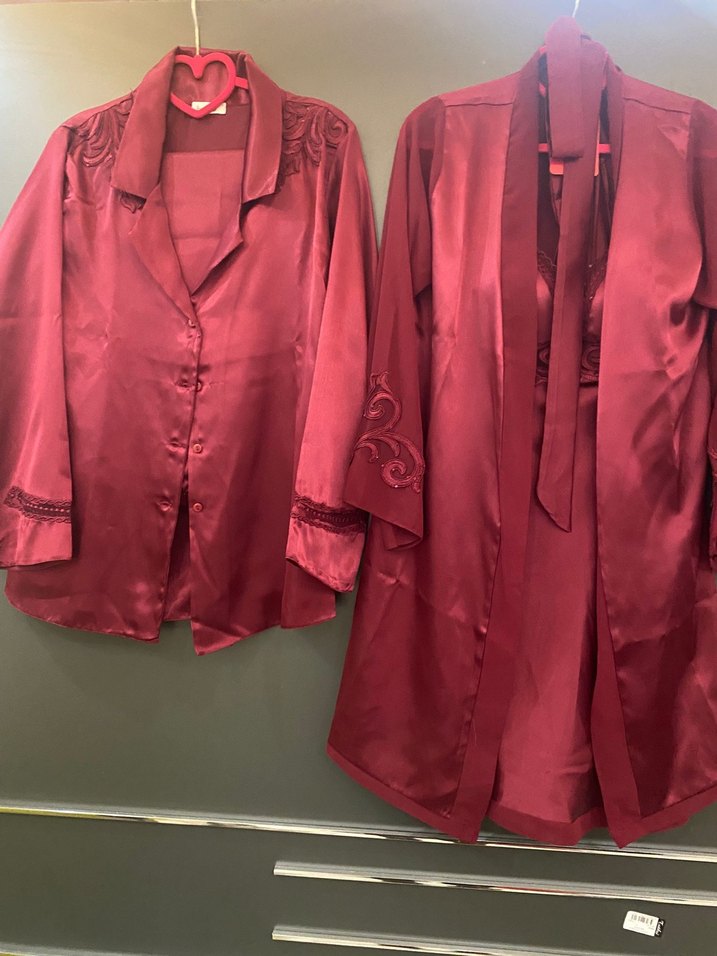 İnce Askılı borda Mini Nakışlı Kadın Gecelik - Görsel 3