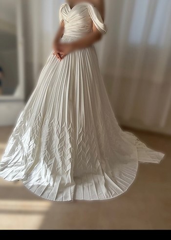 Modern Klasik Straplez Beyaz A Kesim Gelinlik - Görsel 3