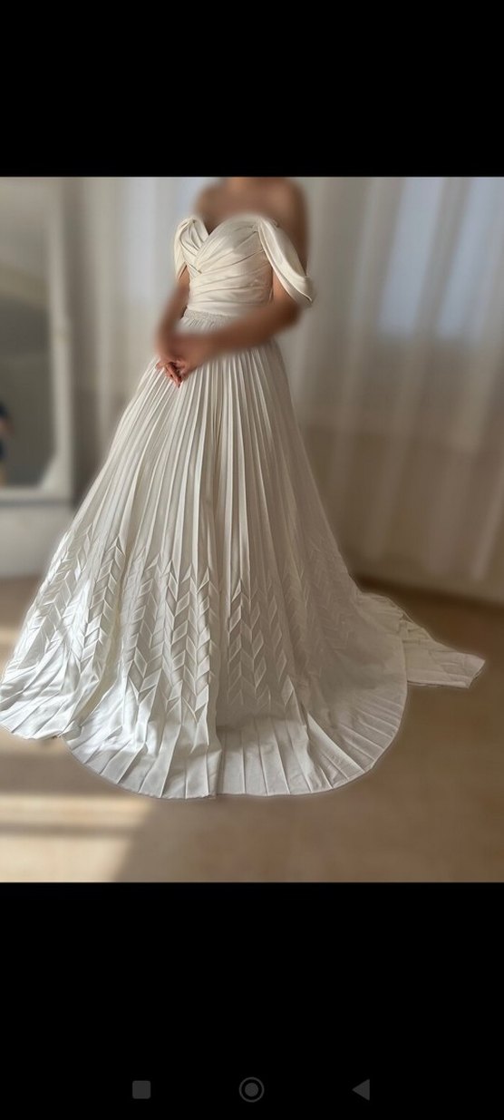 Modern Klasik Straplez Beyaz A Kesim Gelinlik - Görsel 3