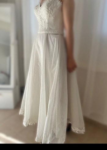 Askılı Midi A Kesim Vintage Gelinlik - Görsel 2