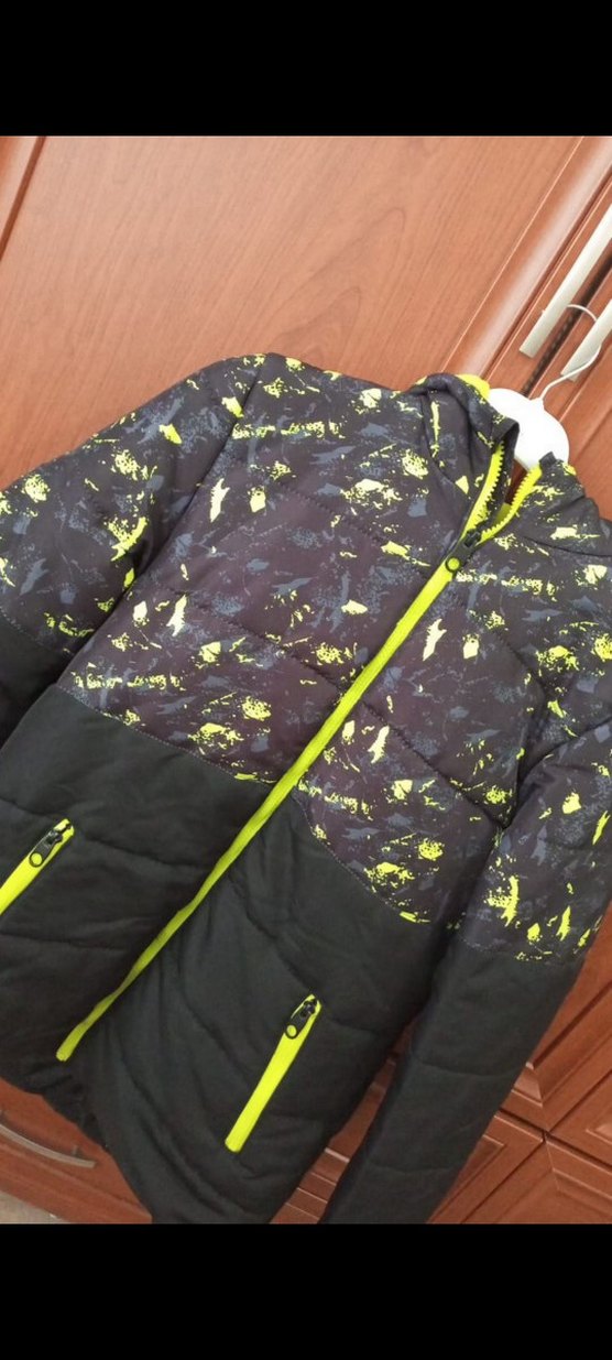 Sarı Siyah Bağlama Desenli Fermuarlı Erkek Mont - Görsel 2