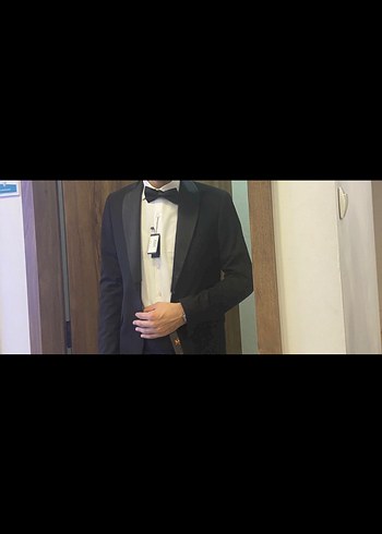 Düğmeli Siyah Düz Kesim Takım Elbise - Görsel 2