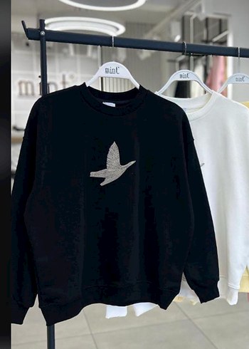Siyah Baskılı Kadın Sweatshirt