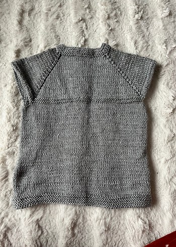 Kız Çocuk Gri Kolsuz Triko Yelek - Görsel 2