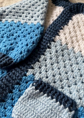 Erkek Çocuk Örgü Hırka Mavi Gri - Görsel 3